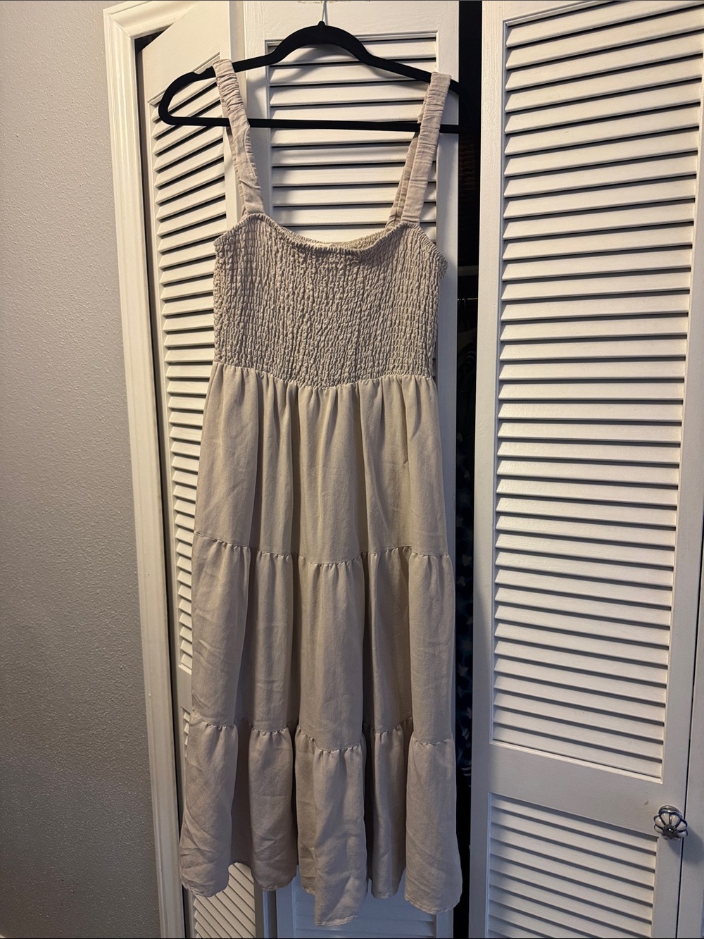 Sweet Wanderer Cream Smocked Tiered Dress